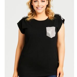 Loralette (Avenue) Sequin Pocket Top 1X